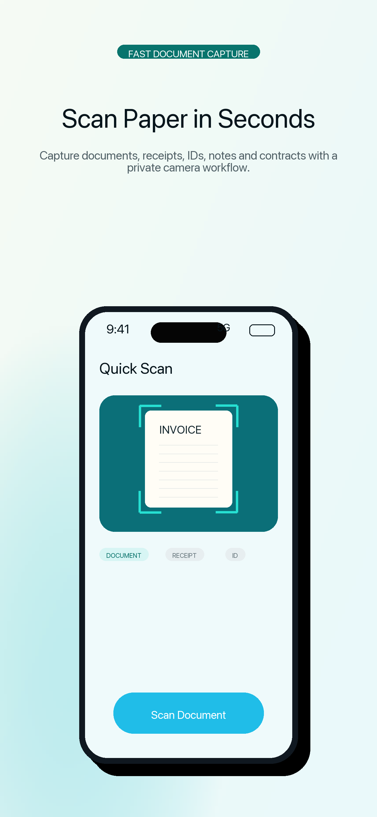QuickScanToPDF app home screen